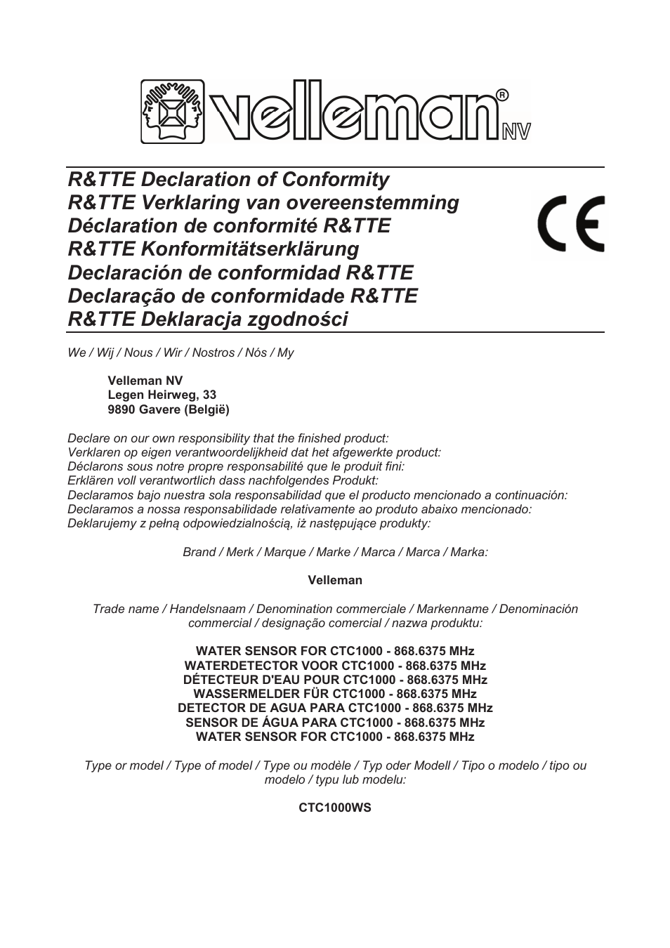 Velleman CTC1000WS User Manual | Page 39 / 40