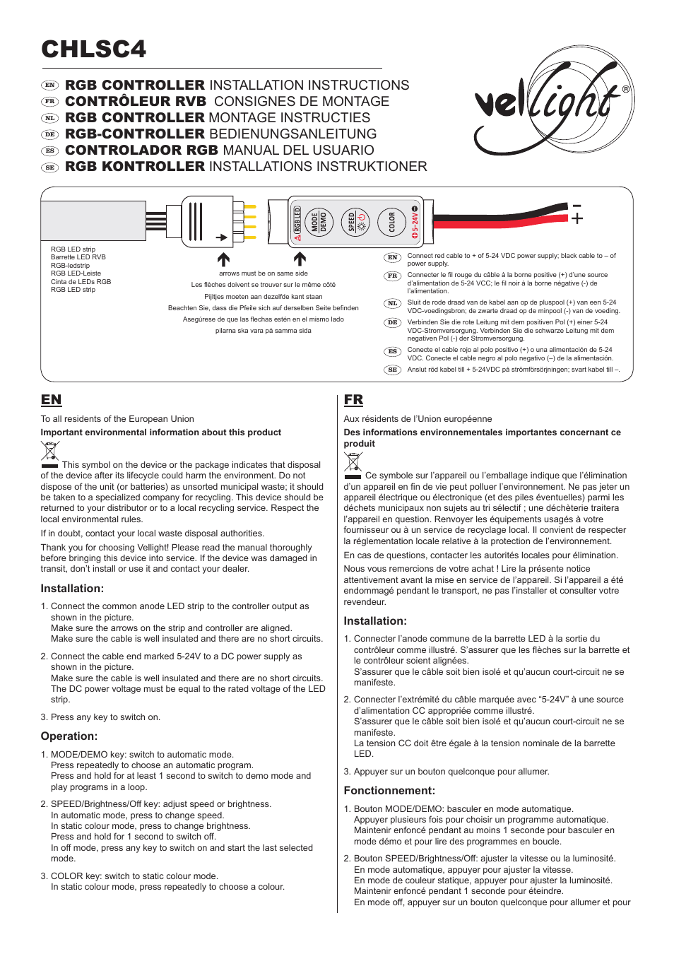 Velleman CHLSC4 User Manual | 4 pages