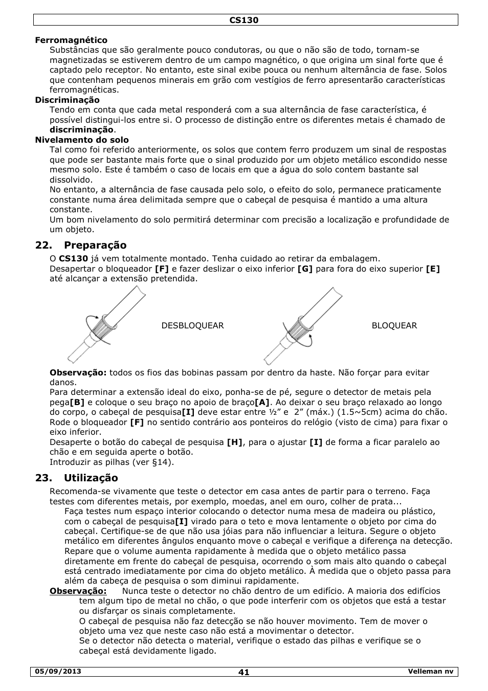 Preparação, Utilização | Velleman CS130 User Manual | Page 41 / 54