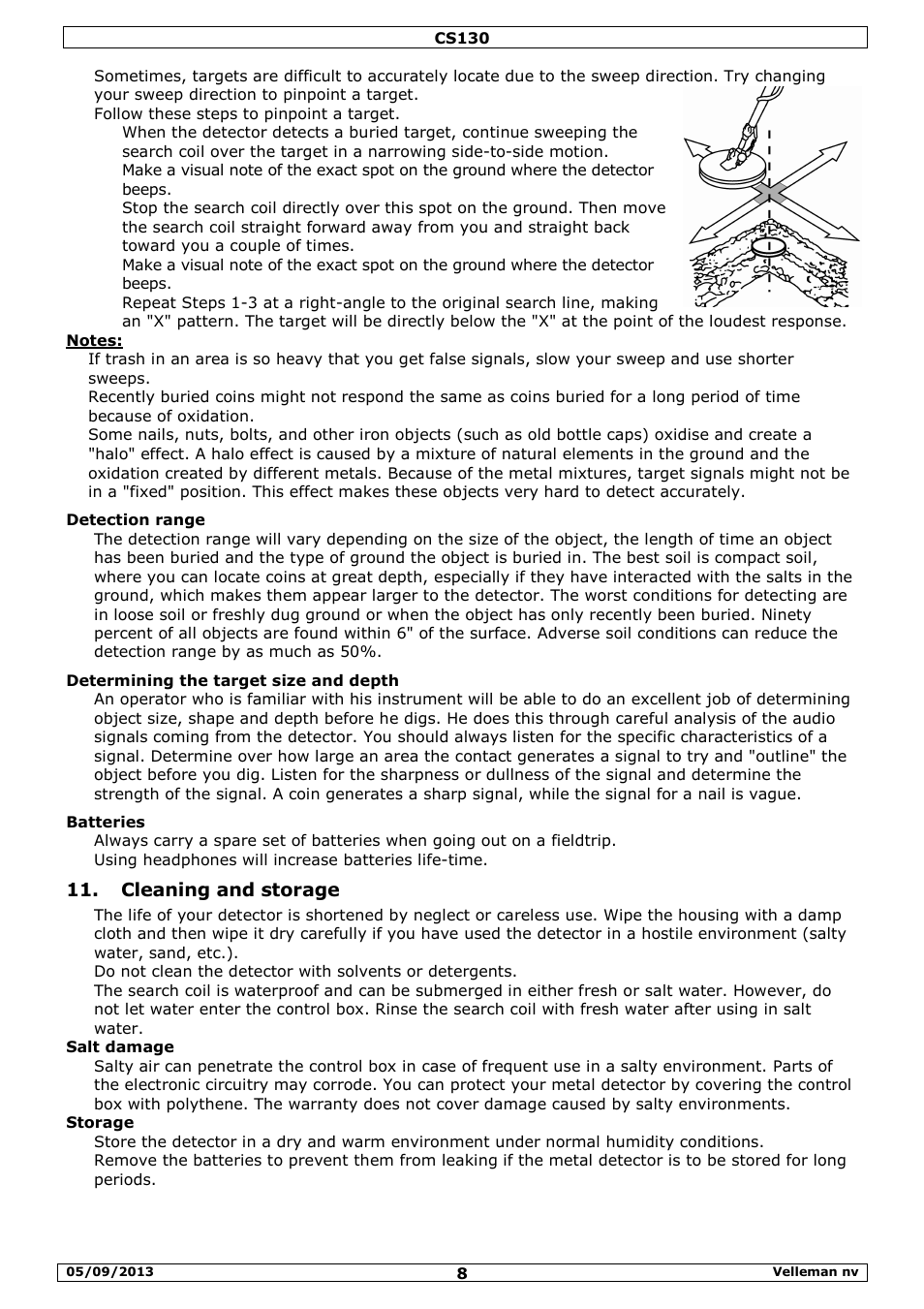 Cleaning and storage | Velleman CS130 User Manual | Page 8 / 54