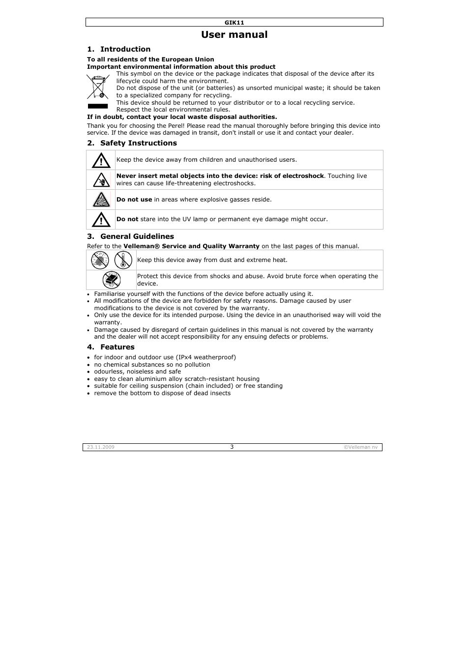 User m, Anual | Velleman GIK11 User Manual | Page 3 / 16