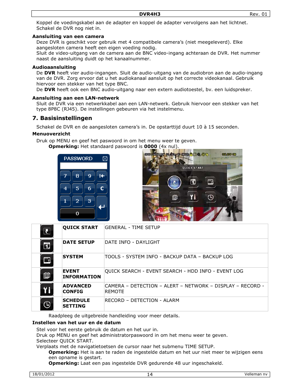Velleman DVR4H3 Quick Installation Guide User Manual | Page 14 / 44