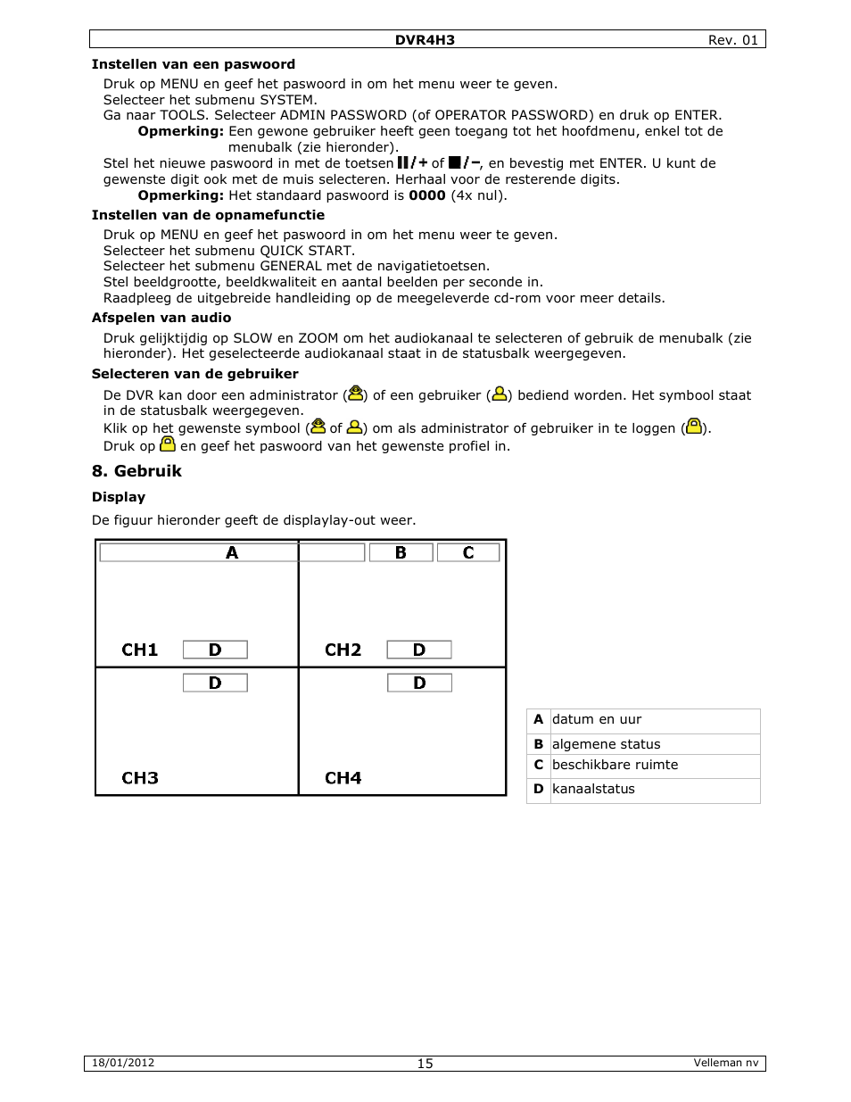 Velleman DVR4H3 Quick Installation Guide User Manual | Page 15 / 44