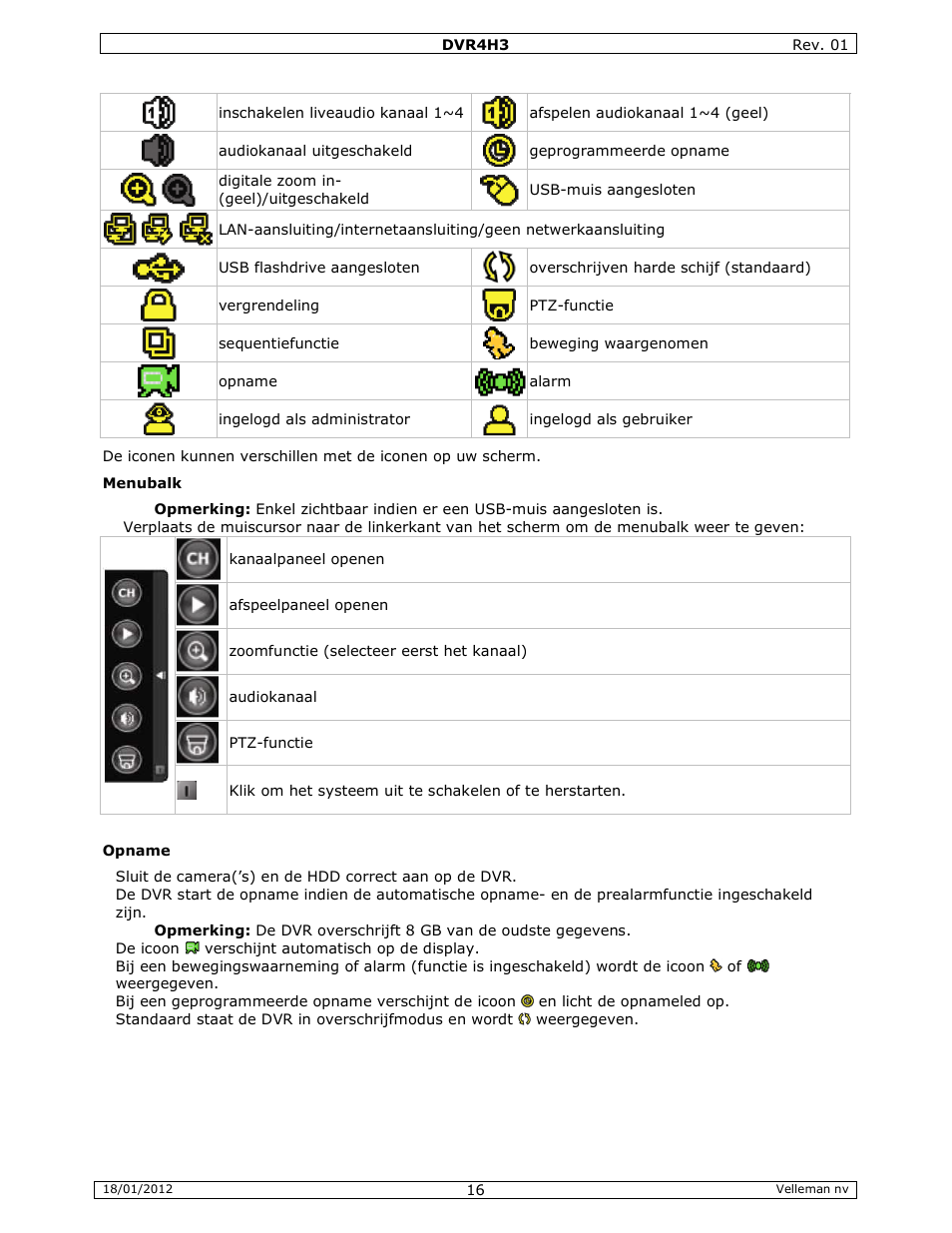 Velleman DVR4H3 Quick Installation Guide User Manual | Page 16 / 44