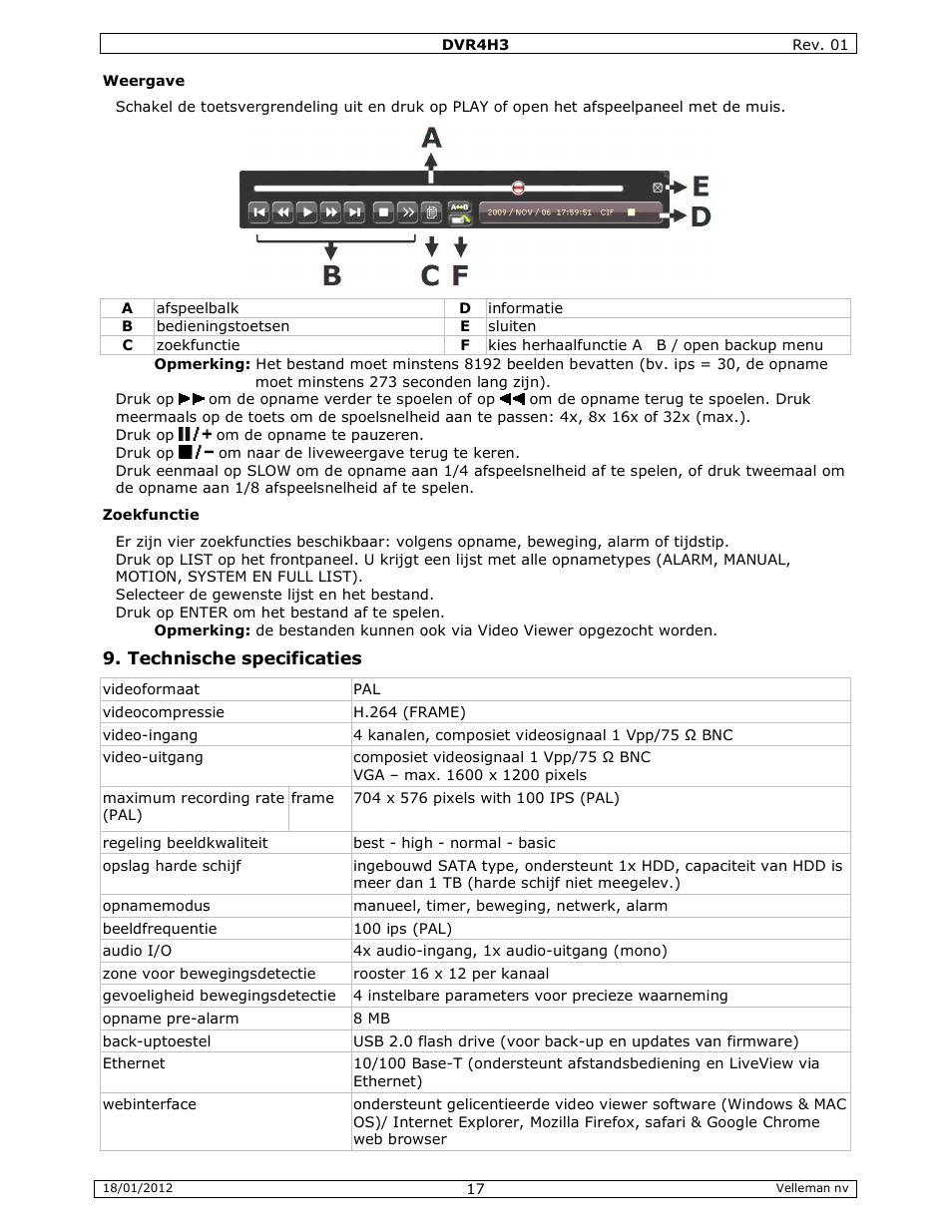 Velleman DVR4H3 Quick Installation Guide User Manual | Page 17 / 44