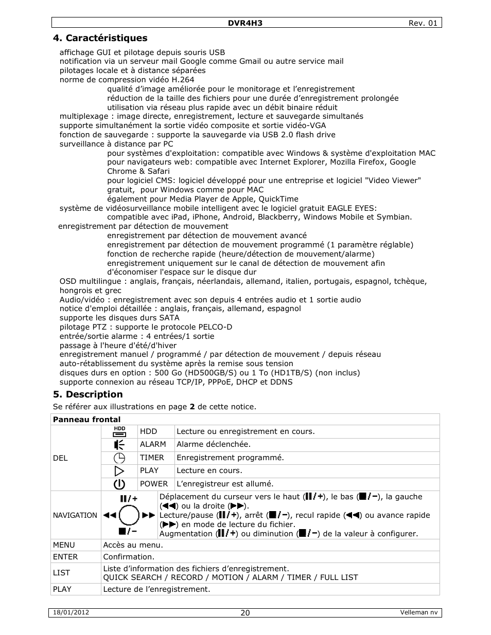 Velleman DVR4H3 Quick Installation Guide User Manual | Page 20 / 44