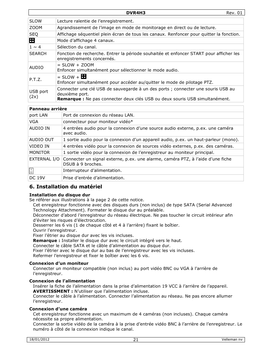 Velleman DVR4H3 Quick Installation Guide User Manual | Page 21 / 44