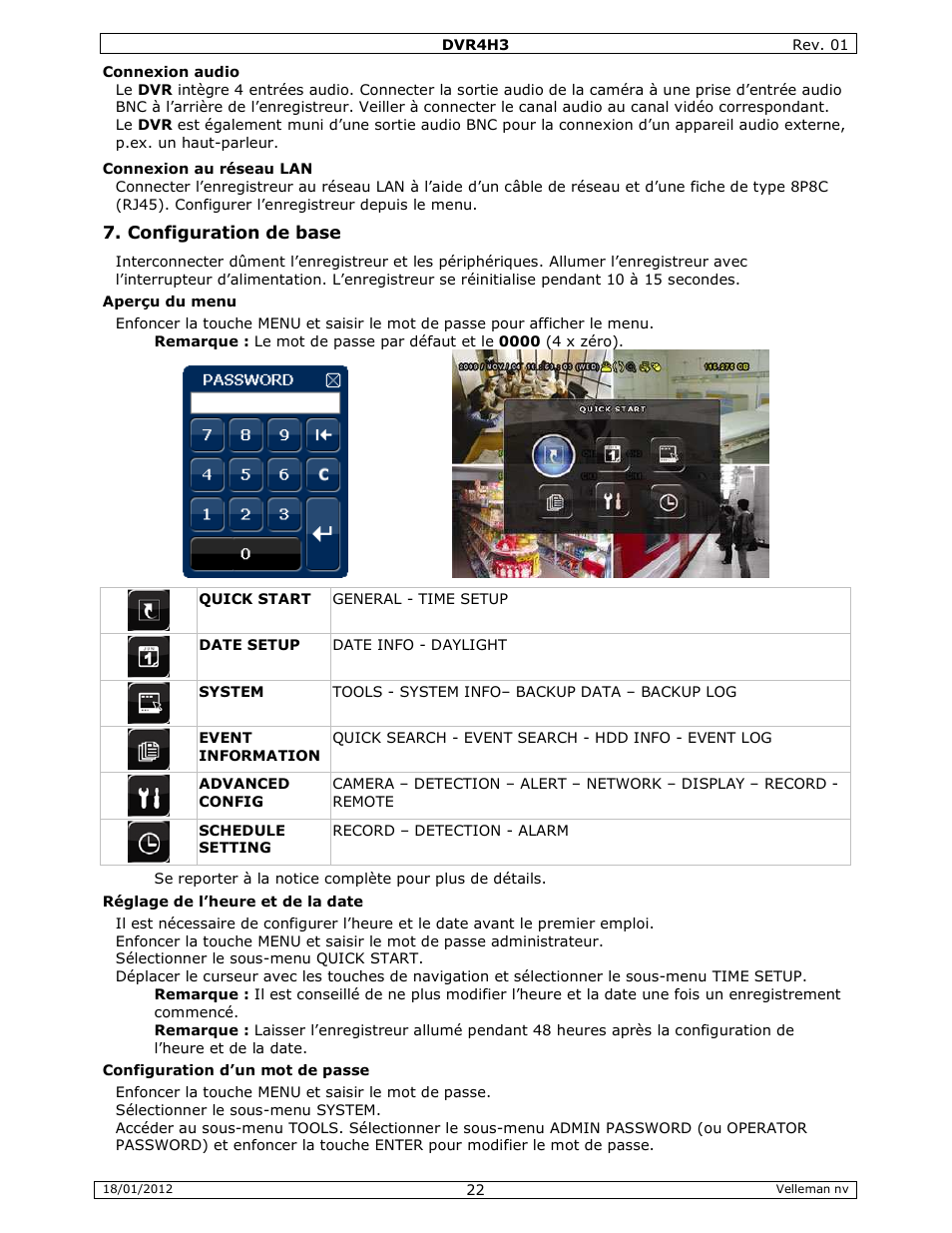 Velleman DVR4H3 Quick Installation Guide User Manual | Page 22 / 44
