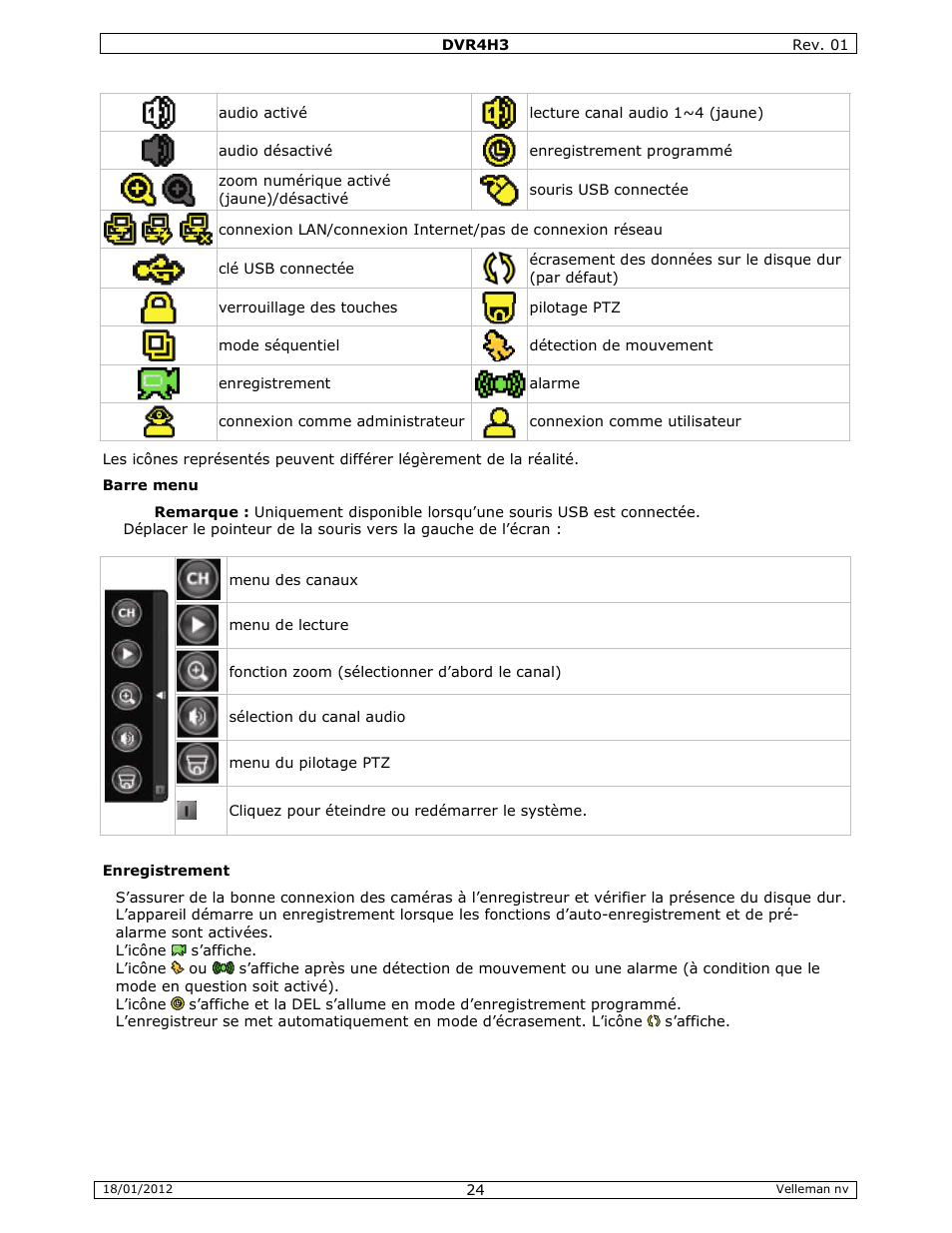 Velleman DVR4H3 Quick Installation Guide User Manual | Page 24 / 44