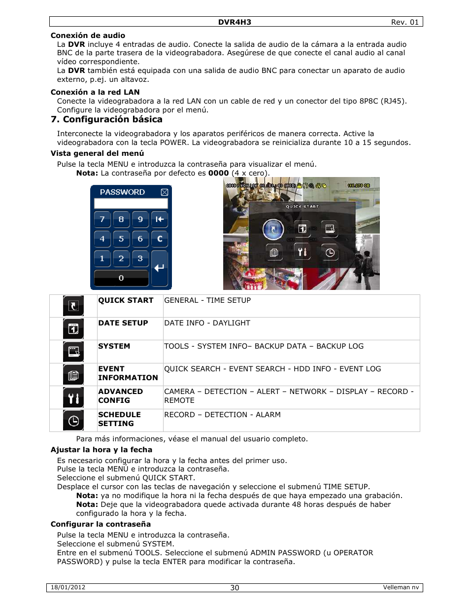 Velleman DVR4H3 Quick Installation Guide User Manual | Page 30 / 44