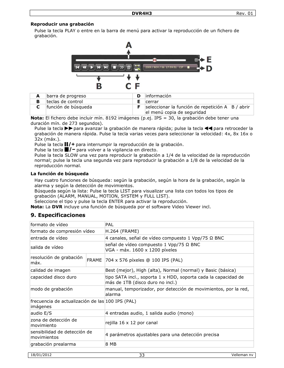 Velleman DVR4H3 Quick Installation Guide User Manual | Page 33 / 44