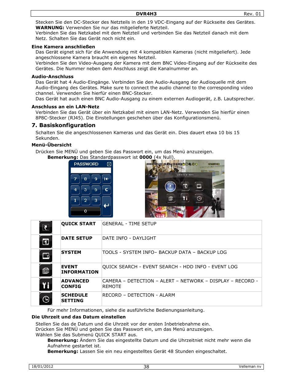 Velleman DVR4H3 Quick Installation Guide User Manual | Page 38 / 44