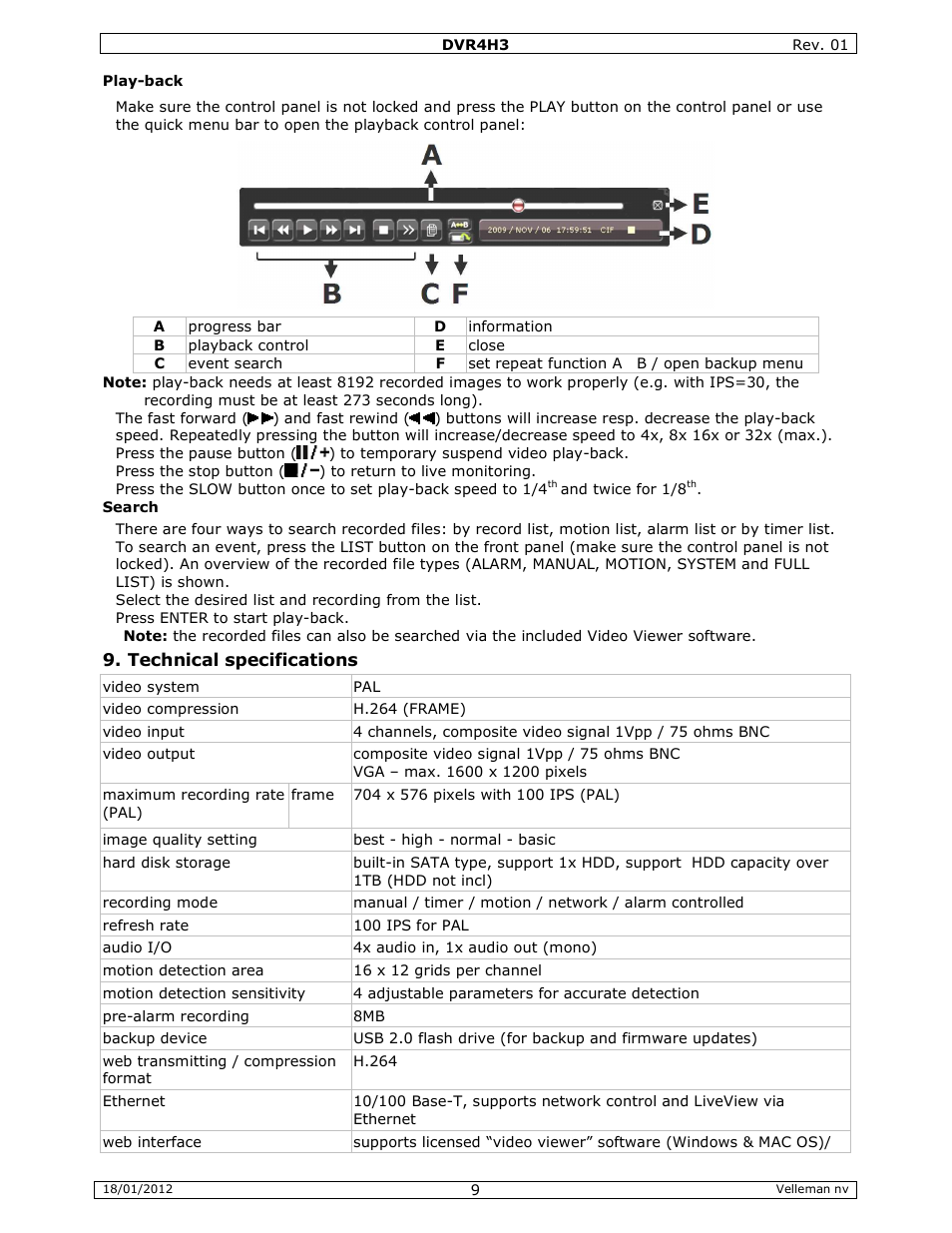 Velleman DVR4H3 Quick Installation Guide User Manual | Page 9 / 44