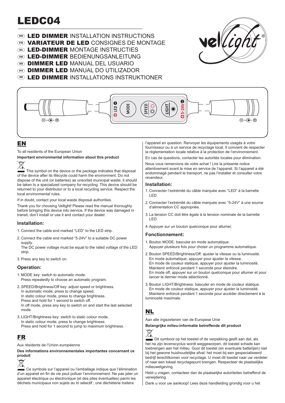 Velleman LEDC04 User Manual | 4 pages