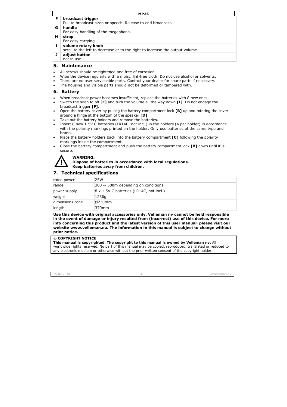 Velleman MP25 User Manual | Page 4 / 14