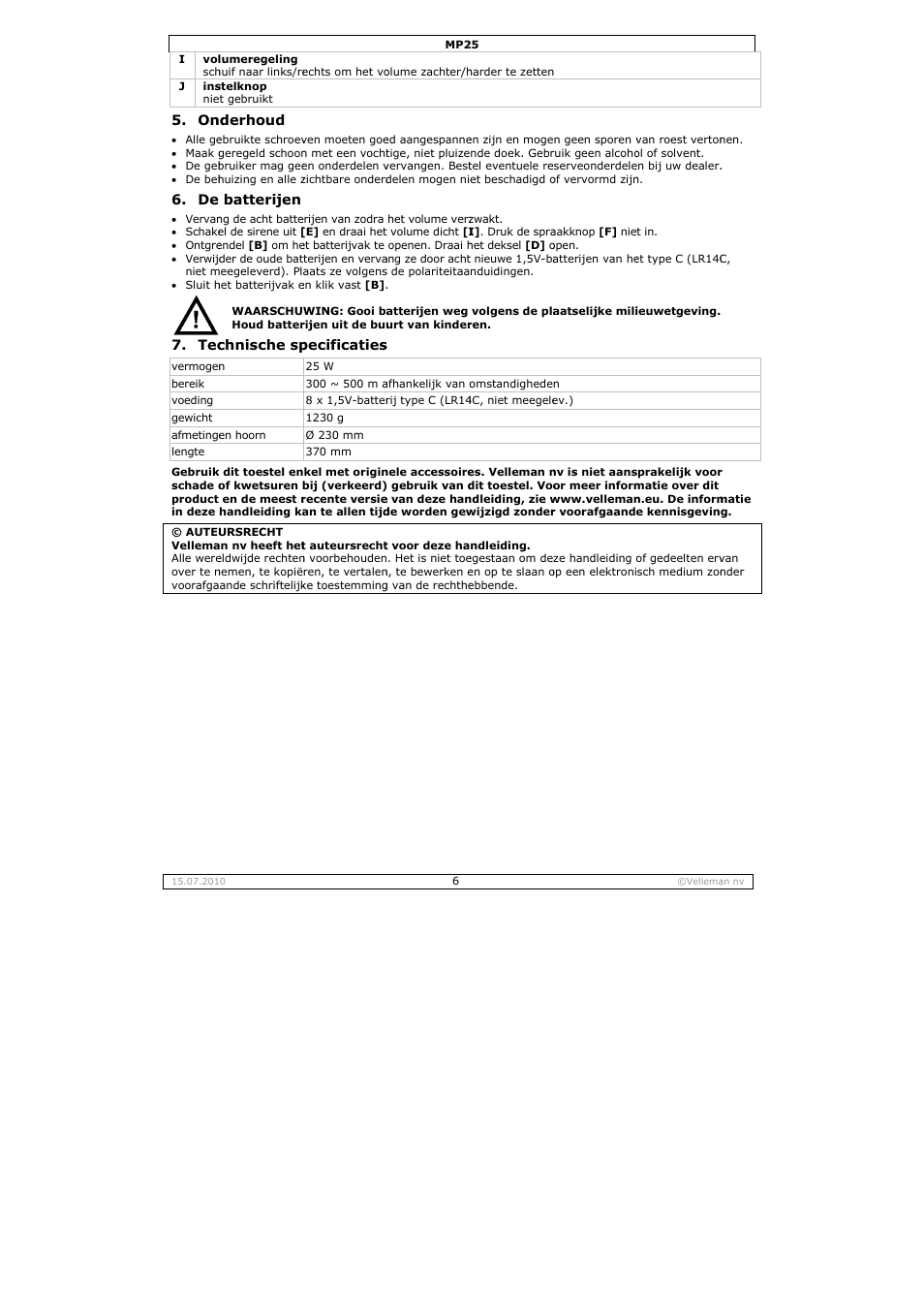 Velleman MP25 User Manual | Page 6 / 14