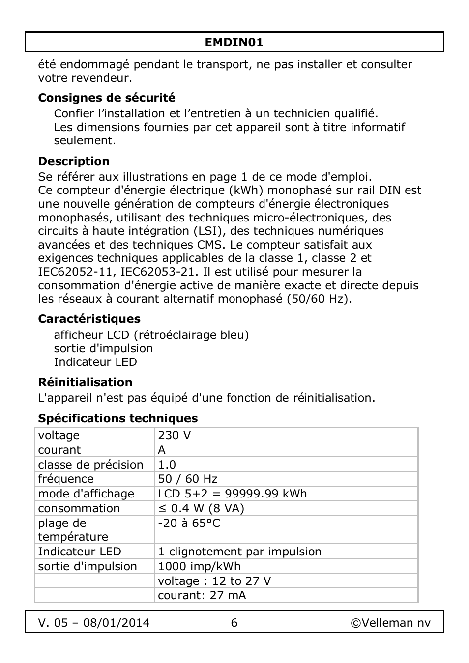 Velleman EMDIN01 User Manual | Page 6 / 13
