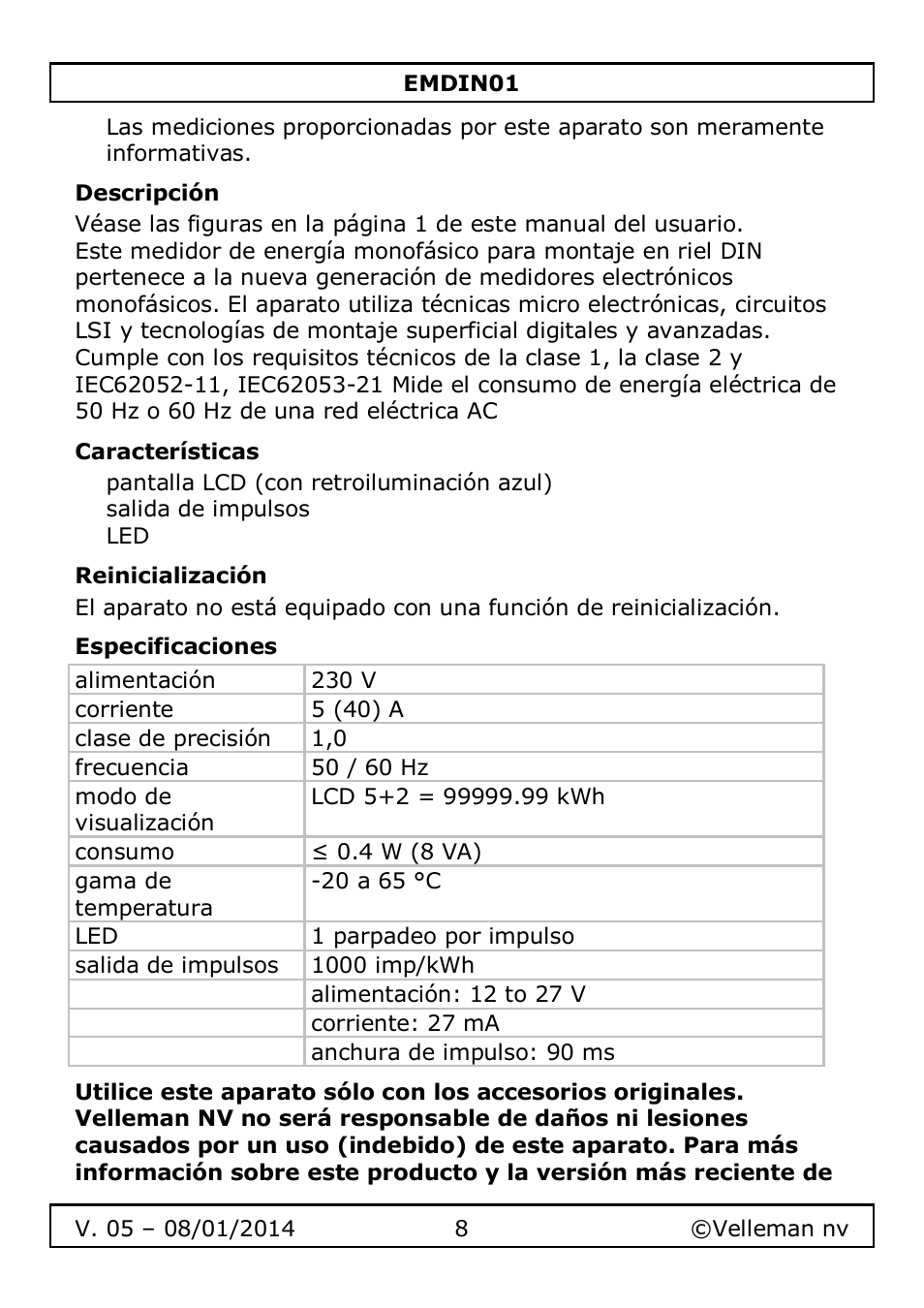 Velleman EMDIN01 User Manual | Page 8 / 13