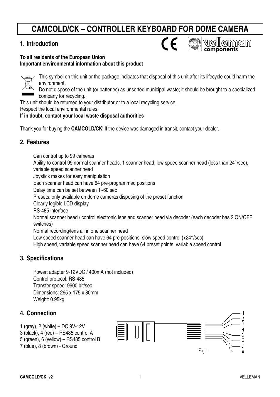 Velleman CAMCOLD-CK User Manual | 20 pages