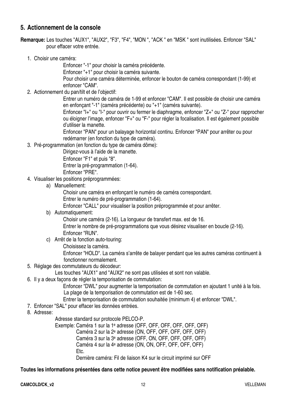 Velleman CAMCOLD-CK User Manual | Page 12 / 20
