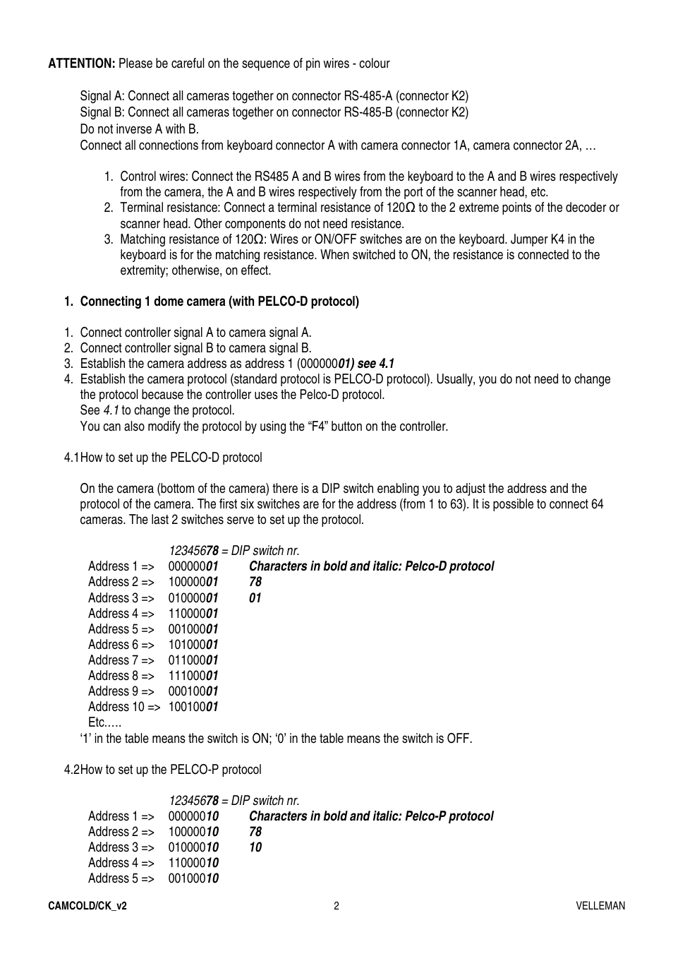 Velleman CAMCOLD-CK User Manual | Page 2 / 20
