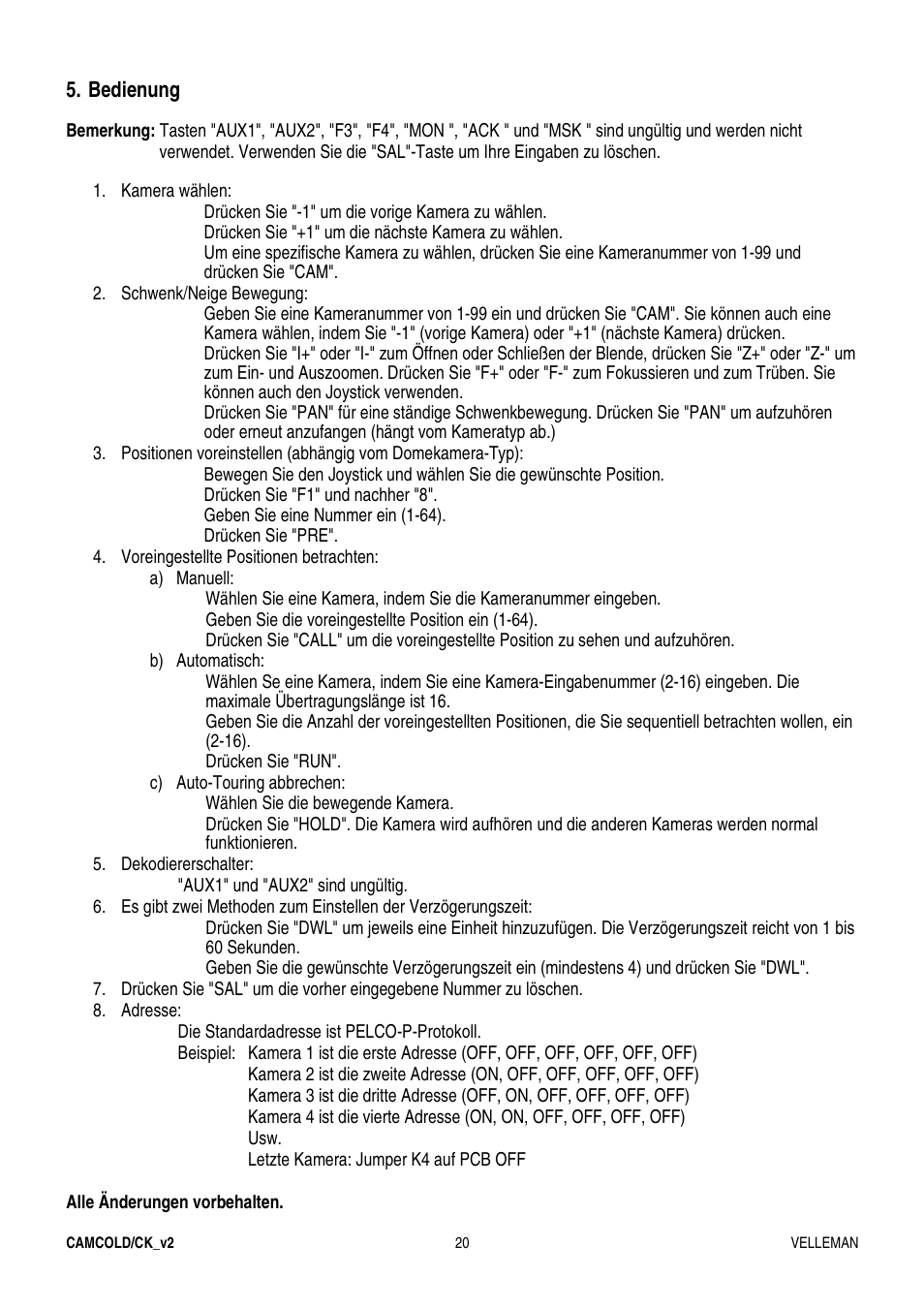 Velleman CAMCOLD-CK User Manual | Page 20 / 20