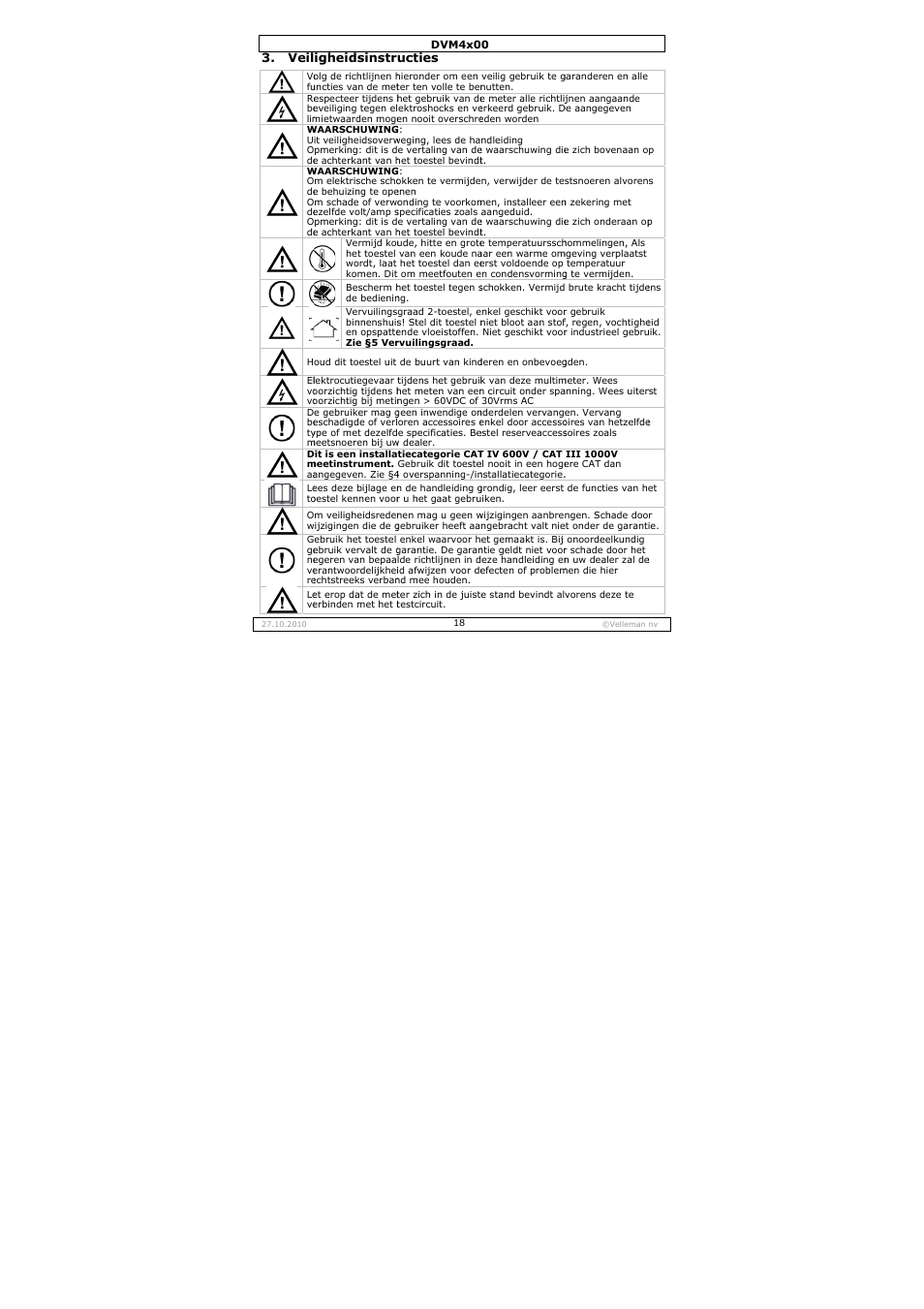 Velleman DVM4000 User Manual | Page 18 / 73