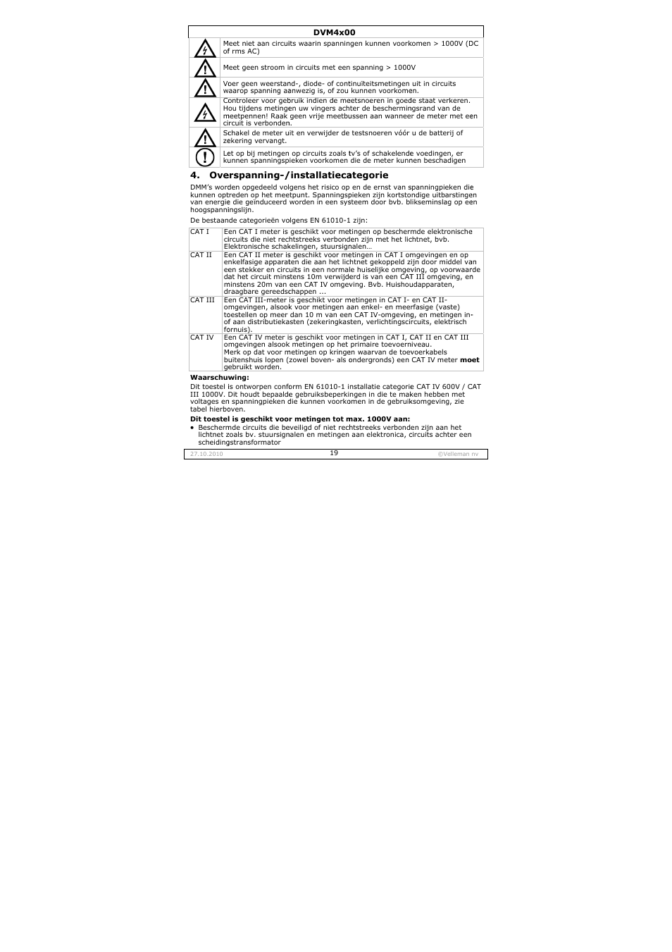 Velleman DVM4000 User Manual | Page 19 / 73