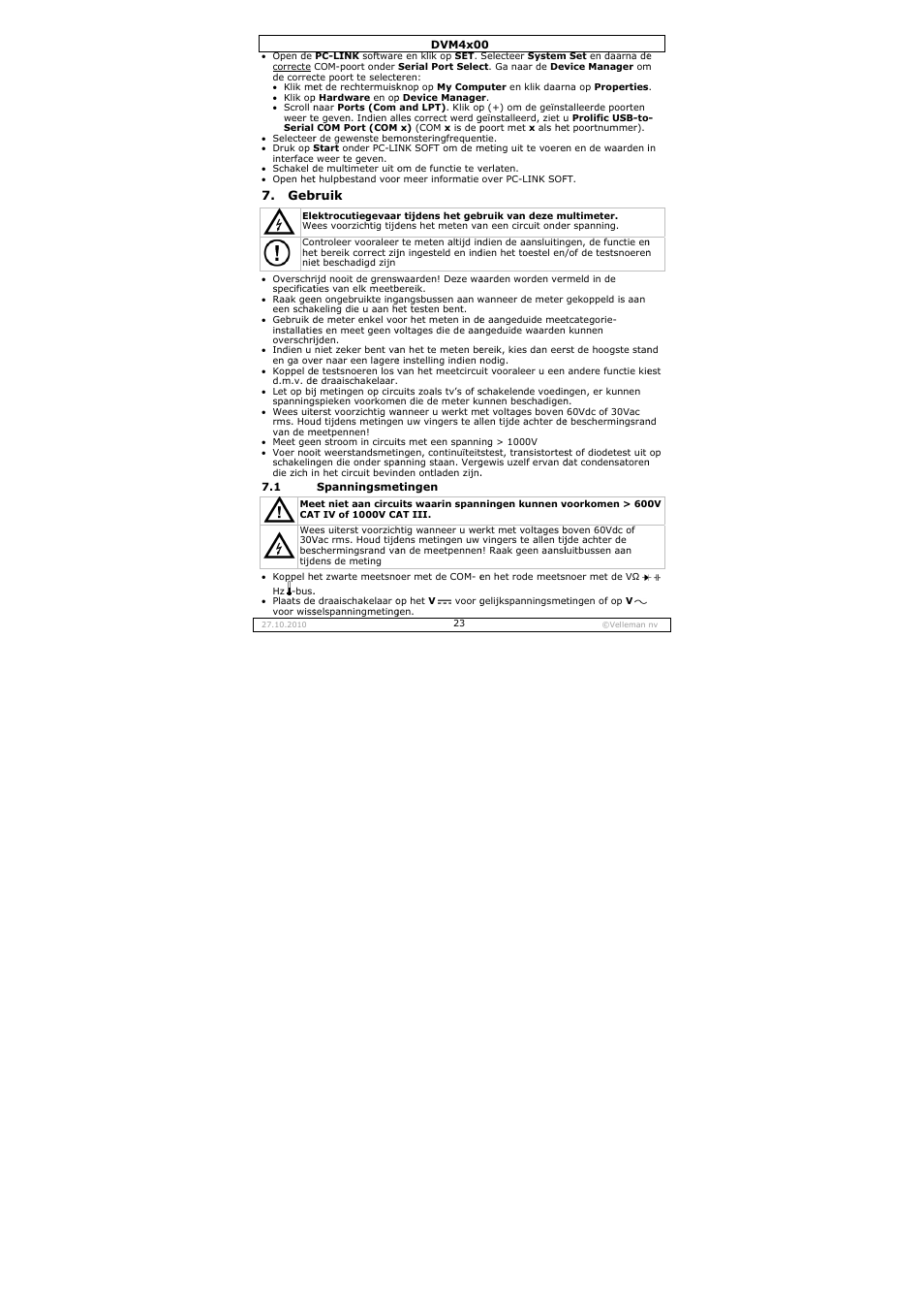 Velleman DVM4000 User Manual | Page 23 / 73