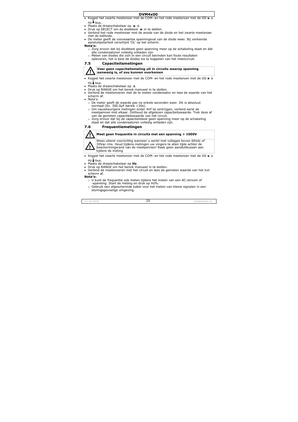 Velleman DVM4000 User Manual | Page 25 / 73