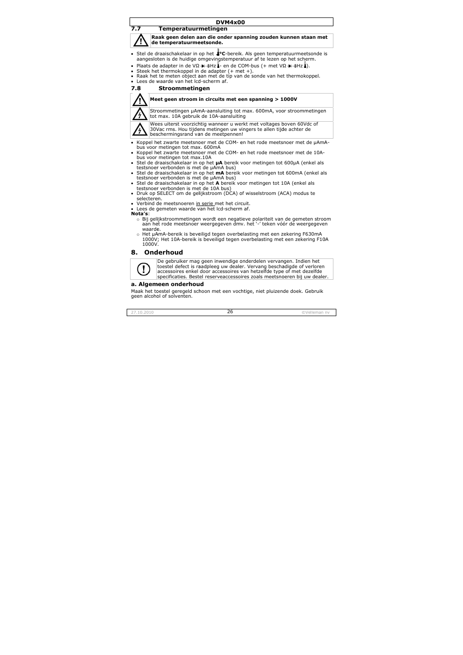 Velleman DVM4000 User Manual | Page 26 / 73