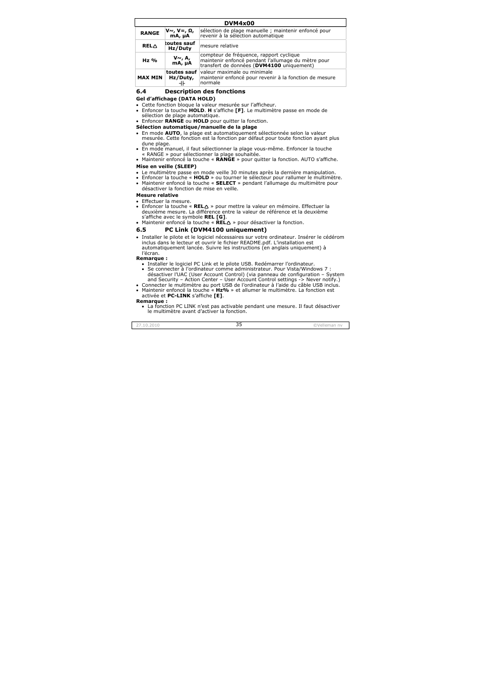 Velleman DVM4000 User Manual | Page 35 / 73