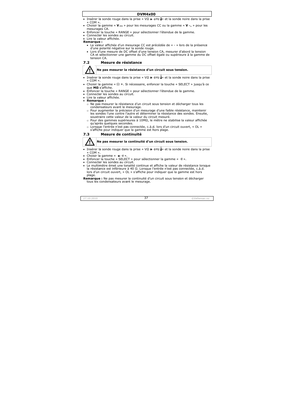 Velleman DVM4000 User Manual | Page 37 / 73