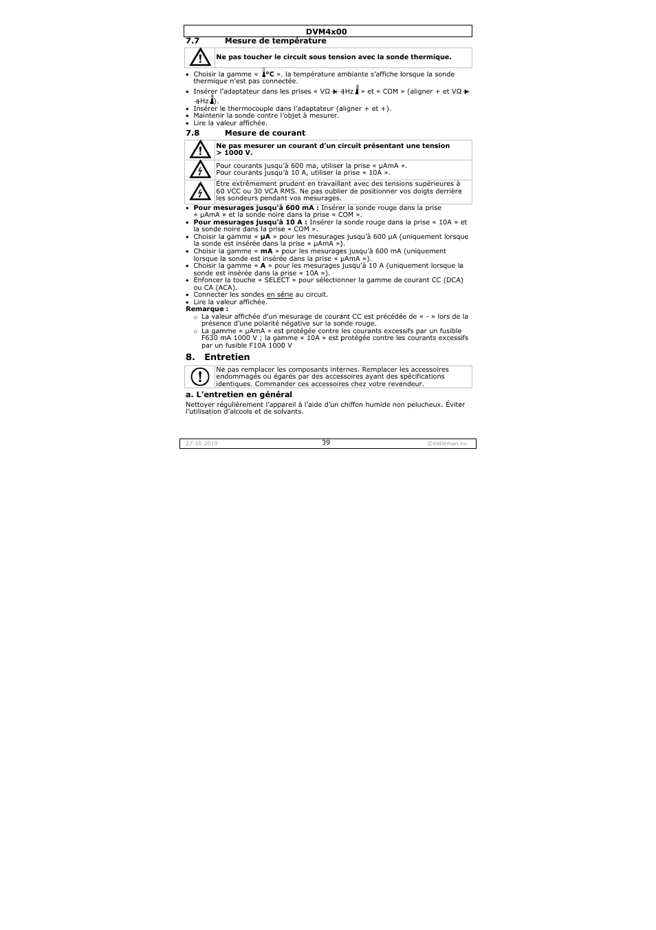 Velleman DVM4000 User Manual | Page 39 / 73