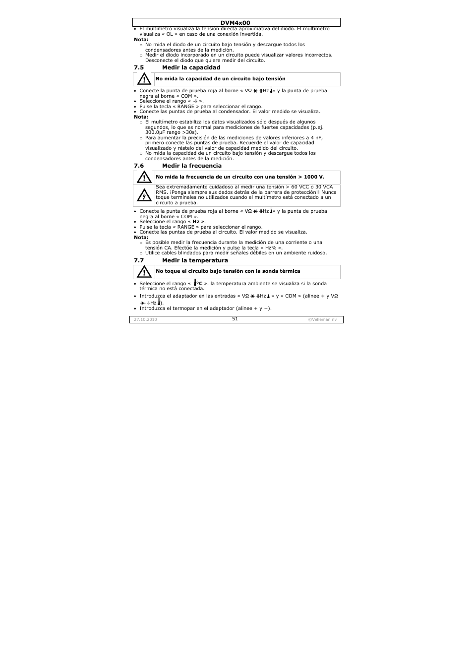 Velleman DVM4000 User Manual | Page 51 / 73