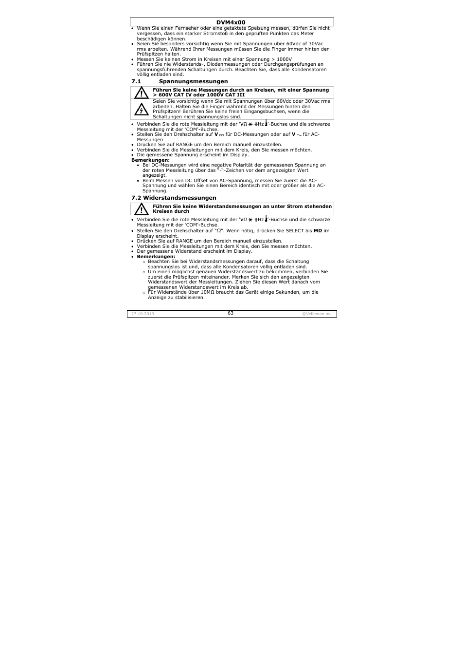 Velleman DVM4000 User Manual | Page 63 / 73