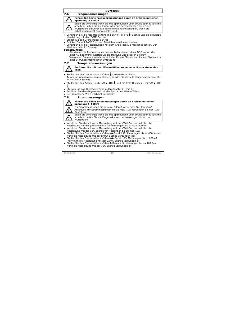 Velleman DVM4000 User Manual | Page 65 / 73