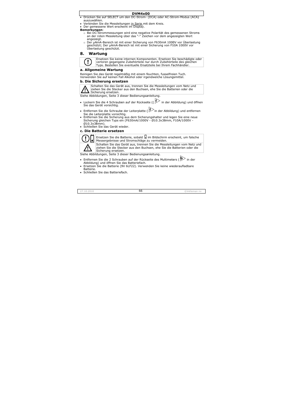 Velleman DVM4000 User Manual | Page 66 / 73