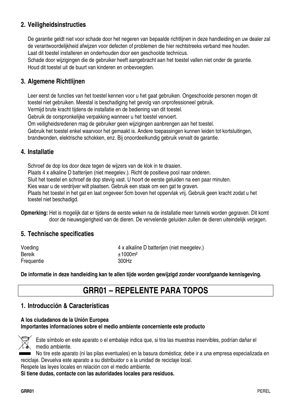 Grr01 – repelente para topos | Velleman GRR01 User Manual | Page 6 / 10