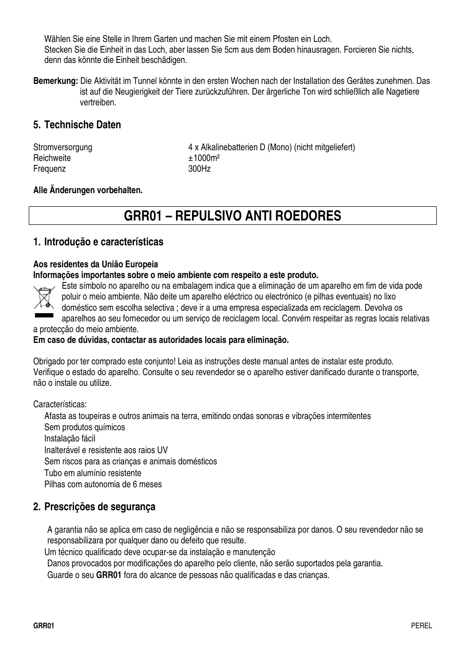 Grr01 – repulsivo anti roedores | Velleman GRR01 User Manual | Page 9 / 10