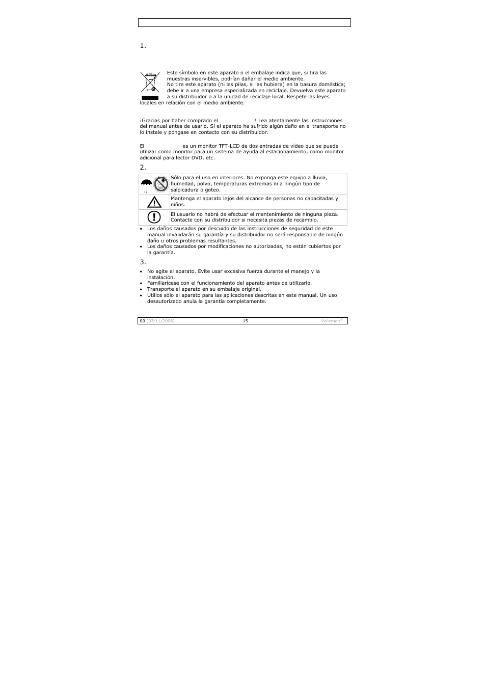 Manual del usuario | Velleman MONCOLHA3 User Manual | Page 15 / 22