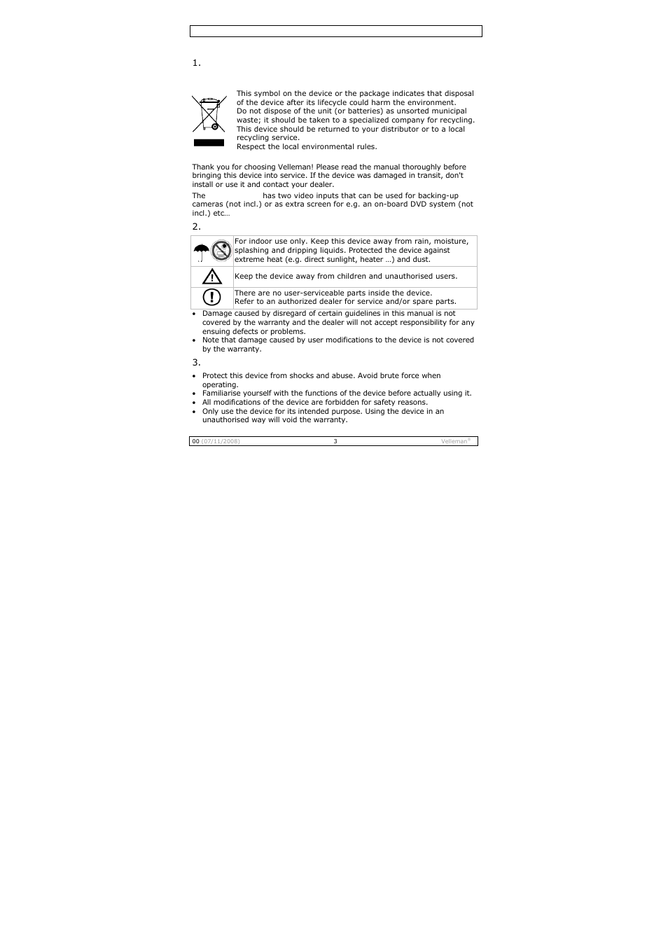 User manual | Velleman MONCOLHA3 User Manual | Page 3 / 22