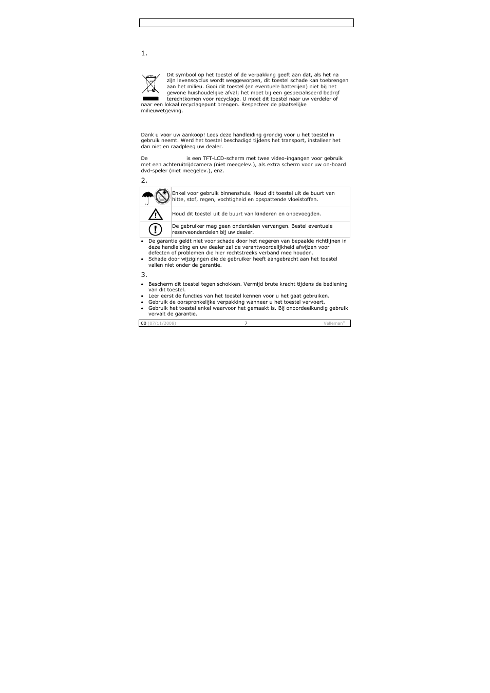 Gebruikershandleiding | Velleman MONCOLHA3 User Manual | Page 7 / 22