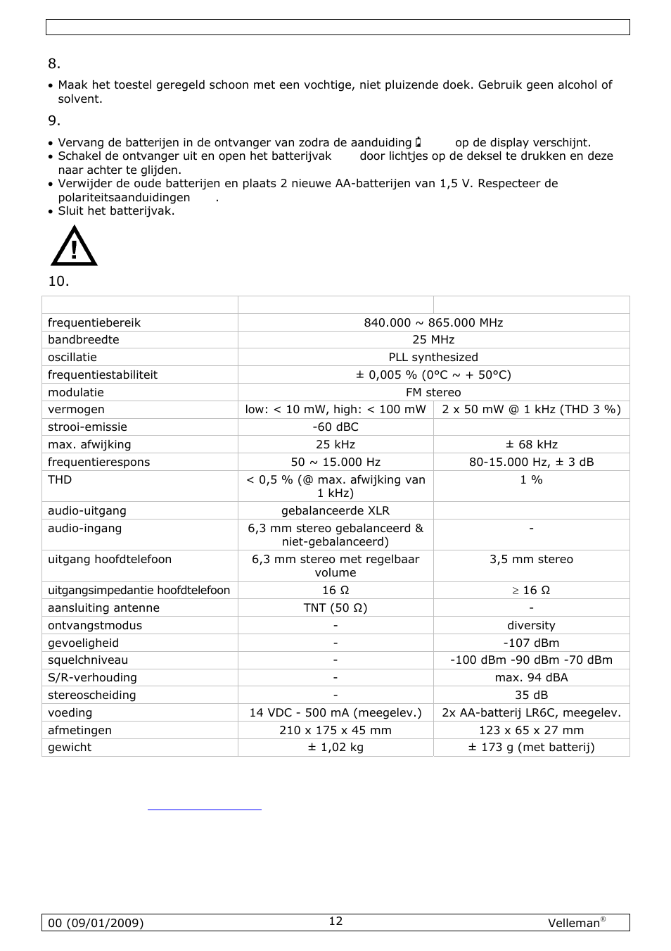 Velleman MICW70 User Manual | Page 12 / 29
