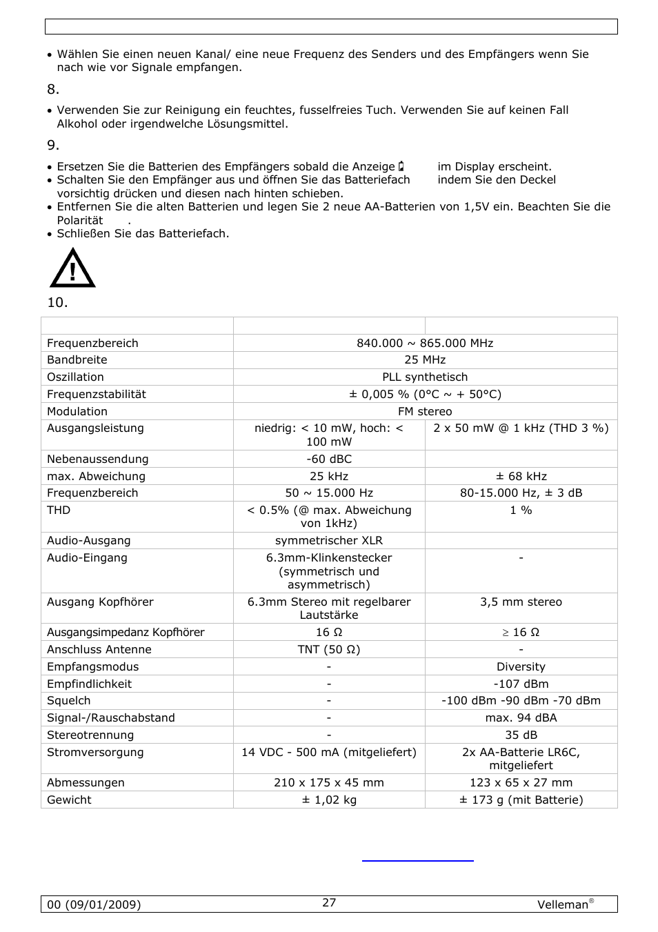 Velleman MICW70 User Manual | Page 27 / 29