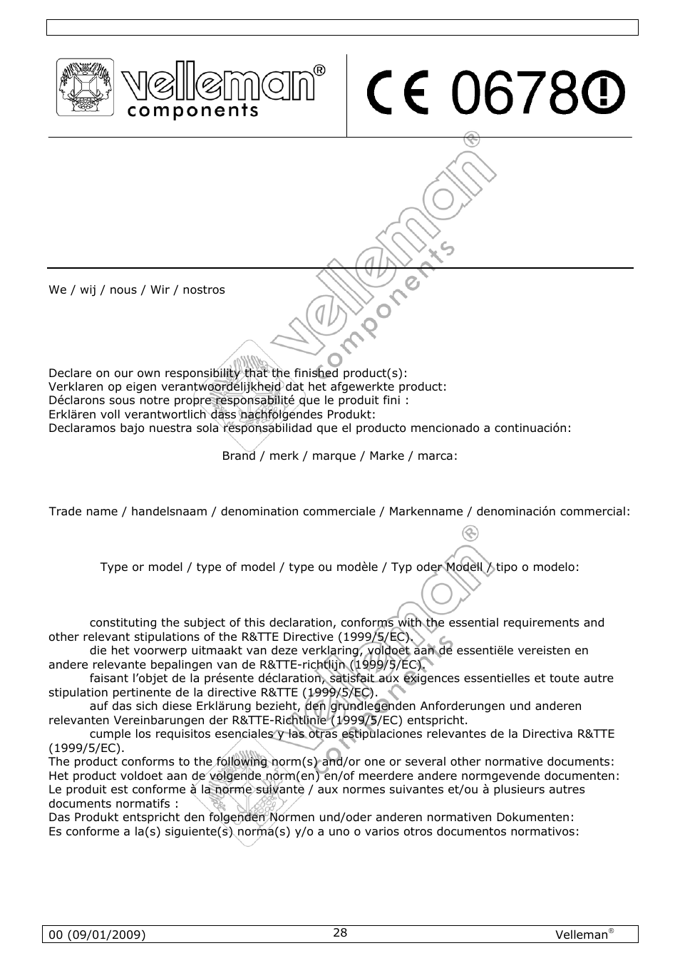 Velleman MICW70 User Manual | Page 28 / 29