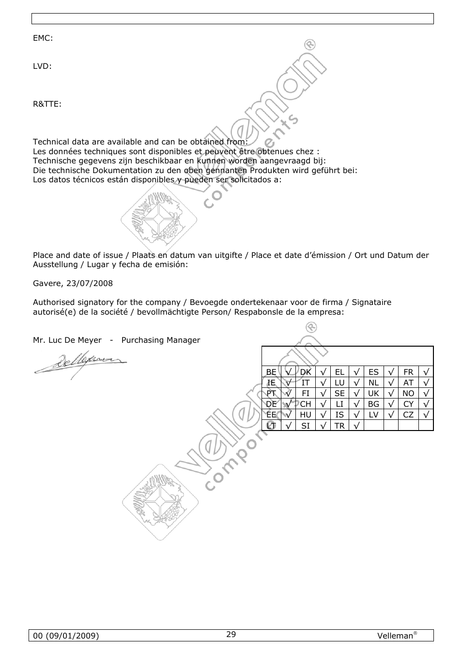 Velleman MICW70 User Manual | Page 29 / 29
