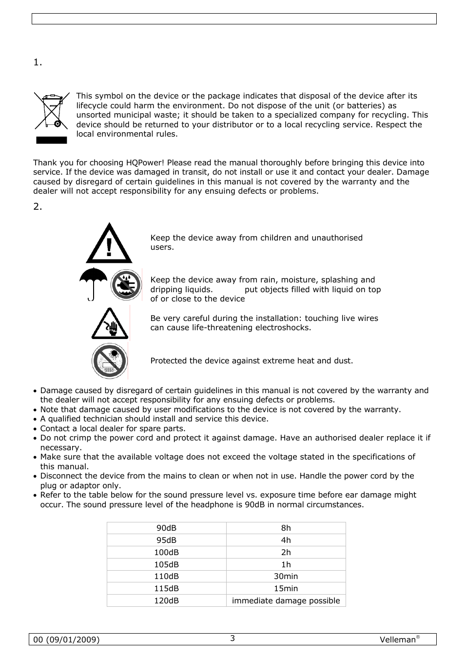 User manual, Introduction, Safety instructions | Velleman MICW70 User Manual | Page 3 / 29