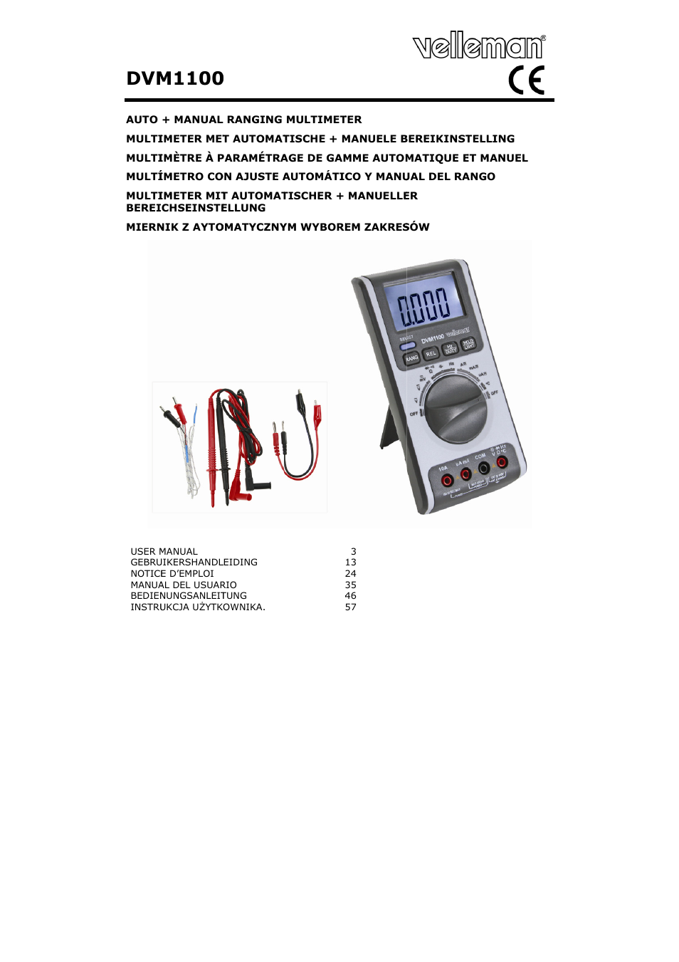 Velleman DVM1100 User Manual | 70 pages