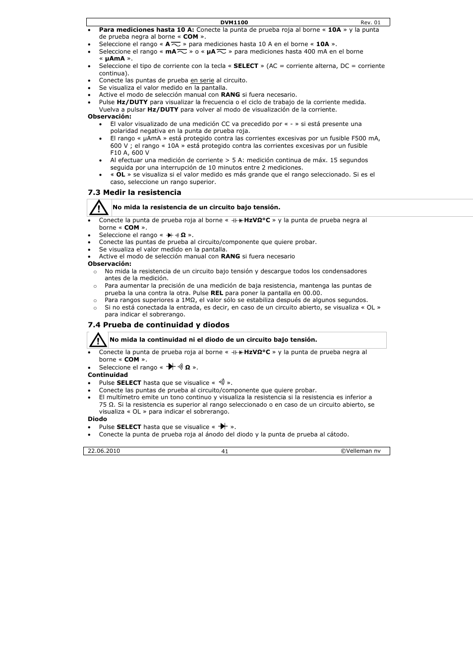 Velleman DVM1100 User Manual | Page 41 / 70